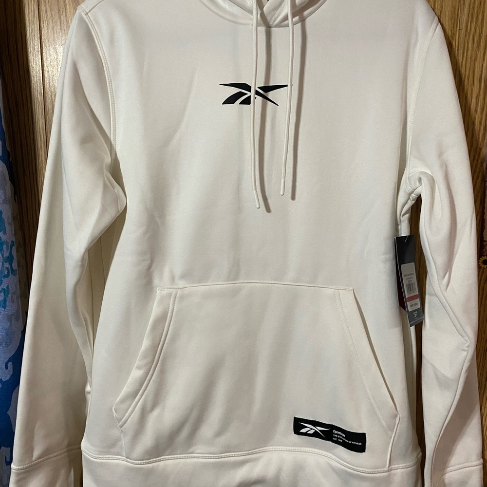 Reebok White Crewneck Hoodie with Black Logo